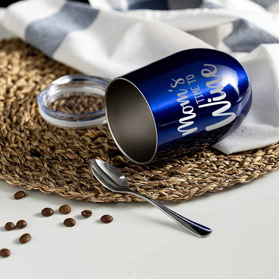 Designer Steel Travel Coffee Flask Mug With Lid Gift for Mothers Day Gifts - Mom's Time To Wine - Image 10