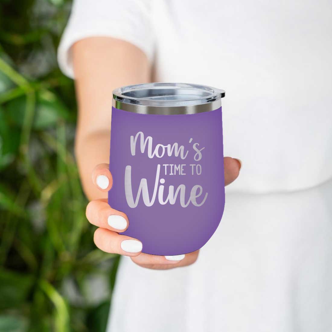 Designer Steel Travel Coffee Flask Mug With Lid Gift for Mothers Day Gifts - Mom's Time To Wine - Image 16