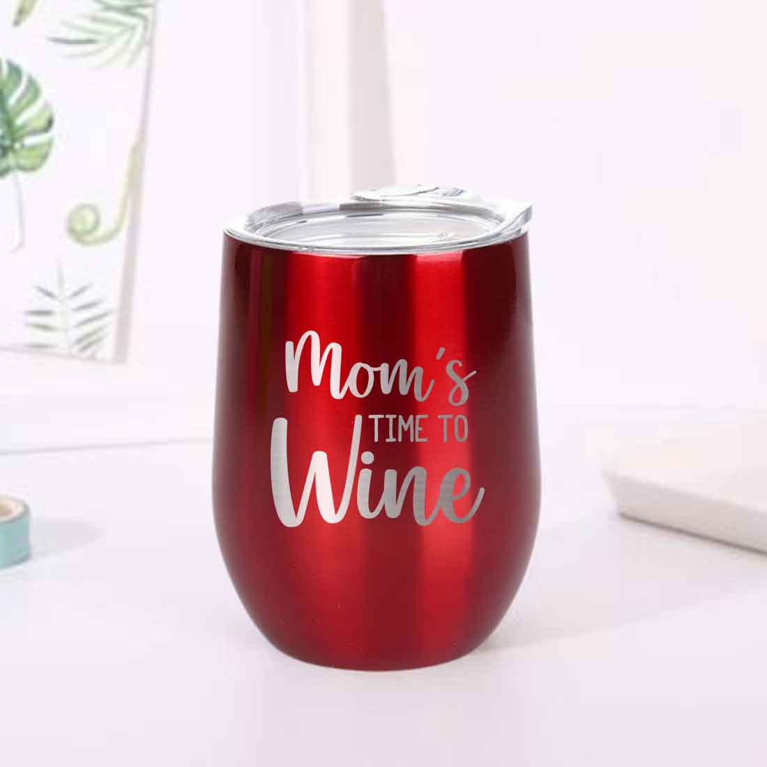 Designer Steel Travel Coffee Flask Mug With Lid Gift for Mothers Day Gifts - Mom's Time To Wine - Image 20