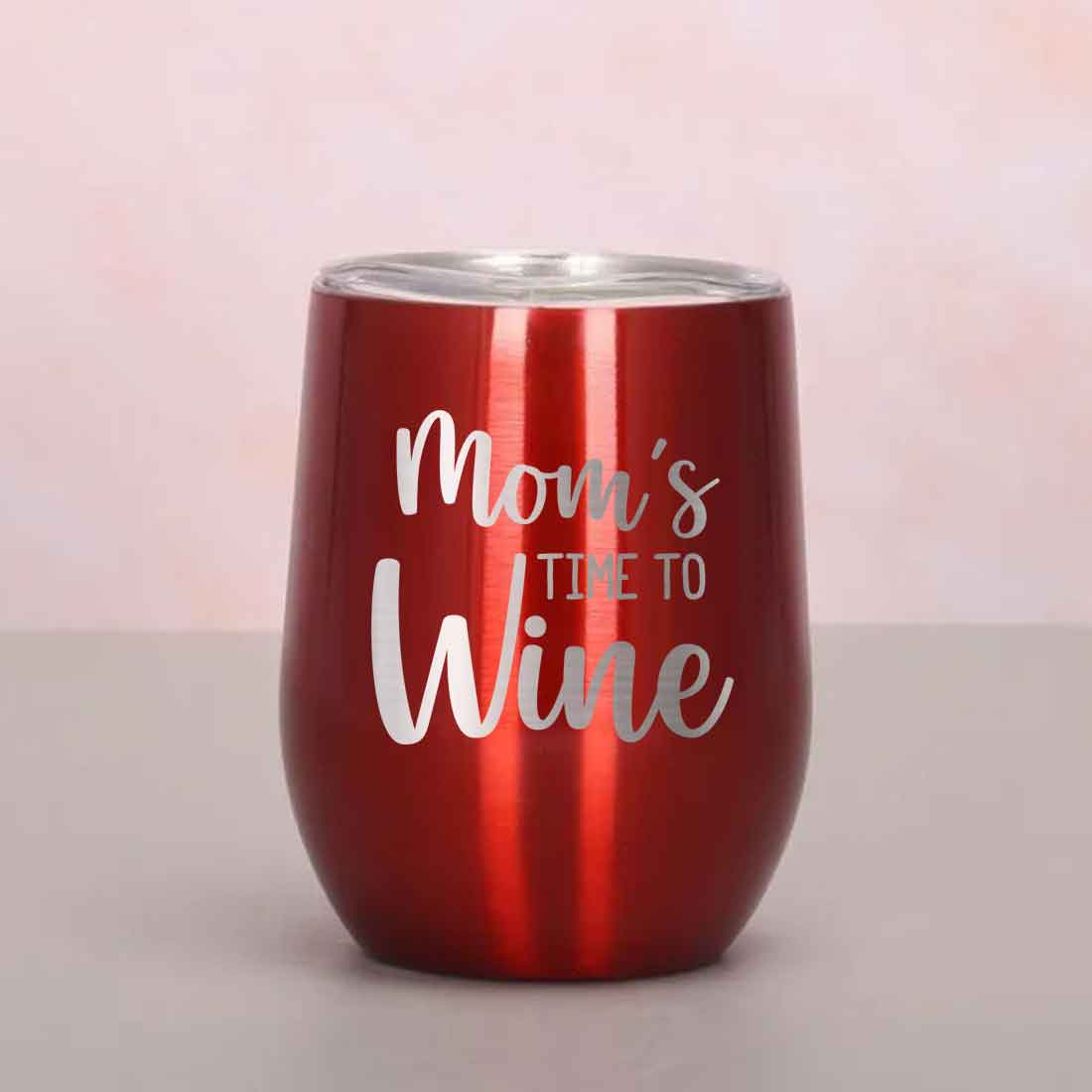 Designer Steel Travel Coffee Flask Mug With Lid Gift for Mothers Day Gifts - Mom's Time To Wine - Image 22