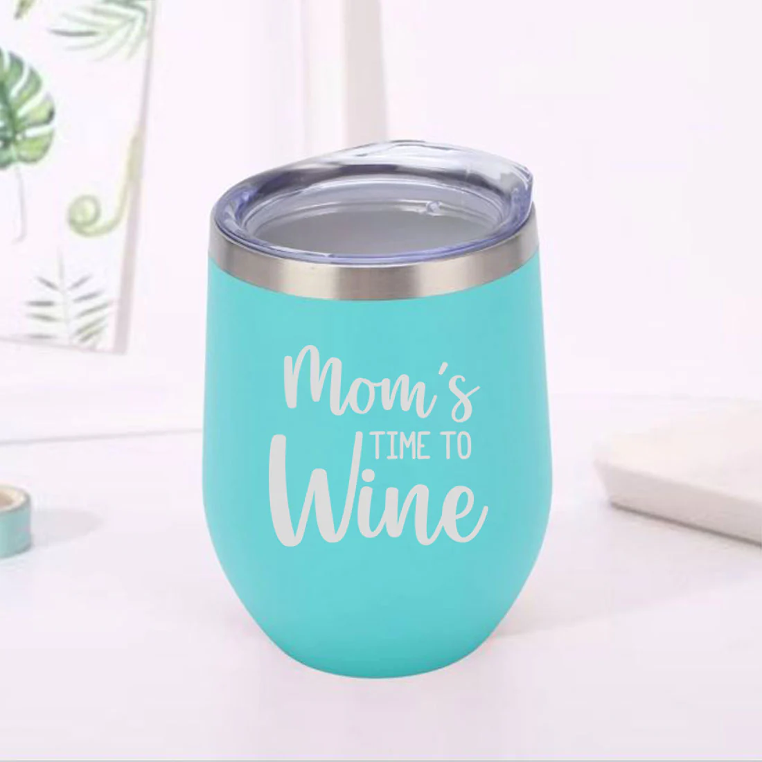 Designer Steel Travel Coffee Flask Mug With Lid Gift for Mothers Day Gifts - Mom's Time To Wine - Image 23
