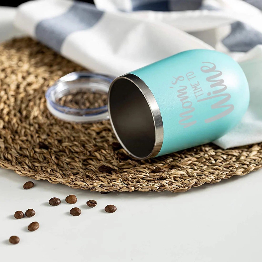 Designer Steel Travel Coffee Flask Mug With Lid Gift for Mothers Day Gifts - Mom's Time To Wine - Image 28