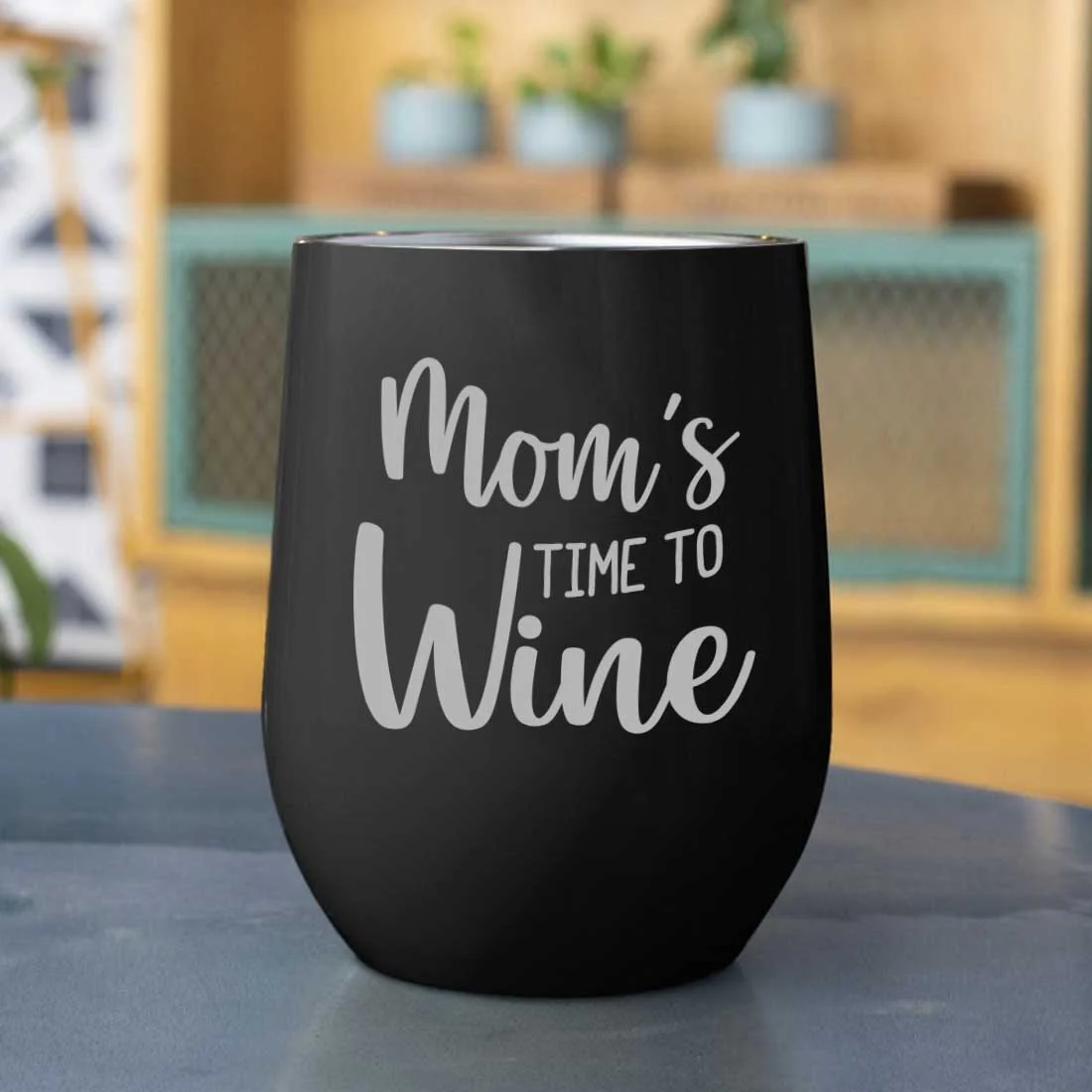 Designer Steel Travel Coffee Flask Mug With Lid Gift for Mothers Day Gifts - Mom's Time To Wine - Image 3