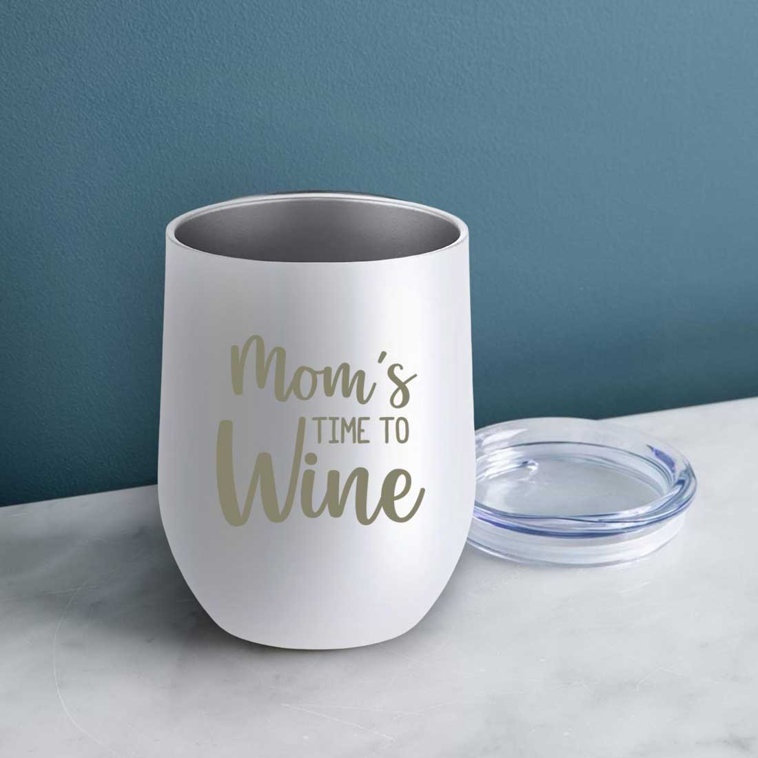 Designer Steel Travel Coffee Flask Mug With Lid Gift for Mothers Day Gifts - Mom's Time To Wine - Image 31