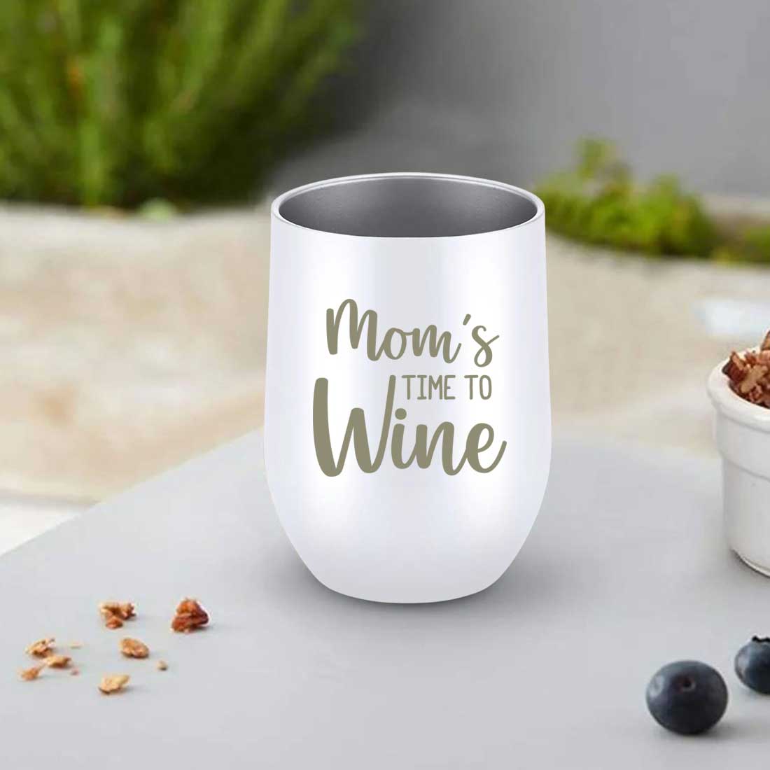 Designer Steel Travel Coffee Flask Mug With Lid Gift for Mothers Day Gifts - Mom's Time To Wine - Image 33