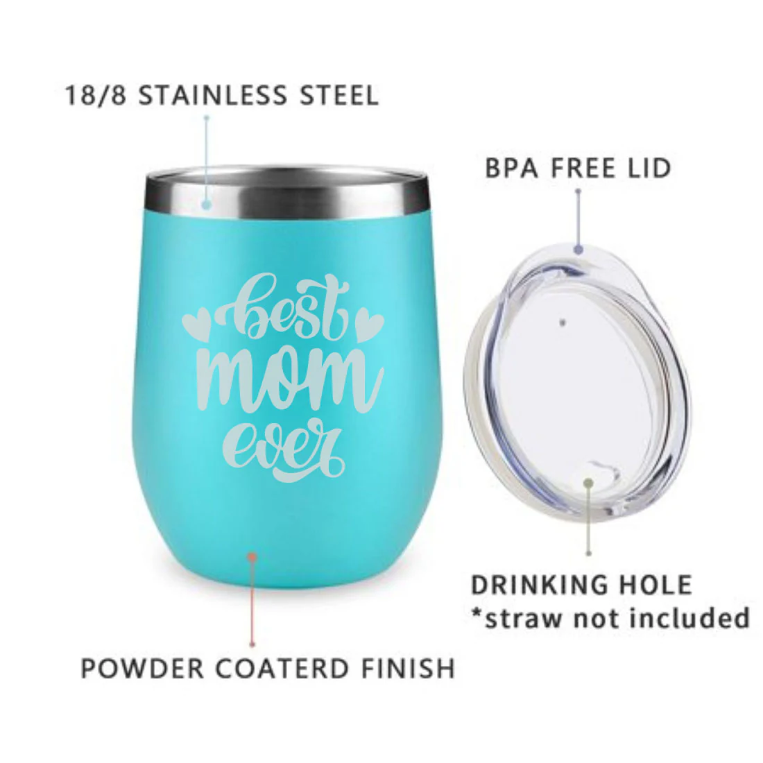 Designer Travel Coffee Mug With Lid Gift for Mom Mothers Day Gifts - Best Mom Ever - Image 7