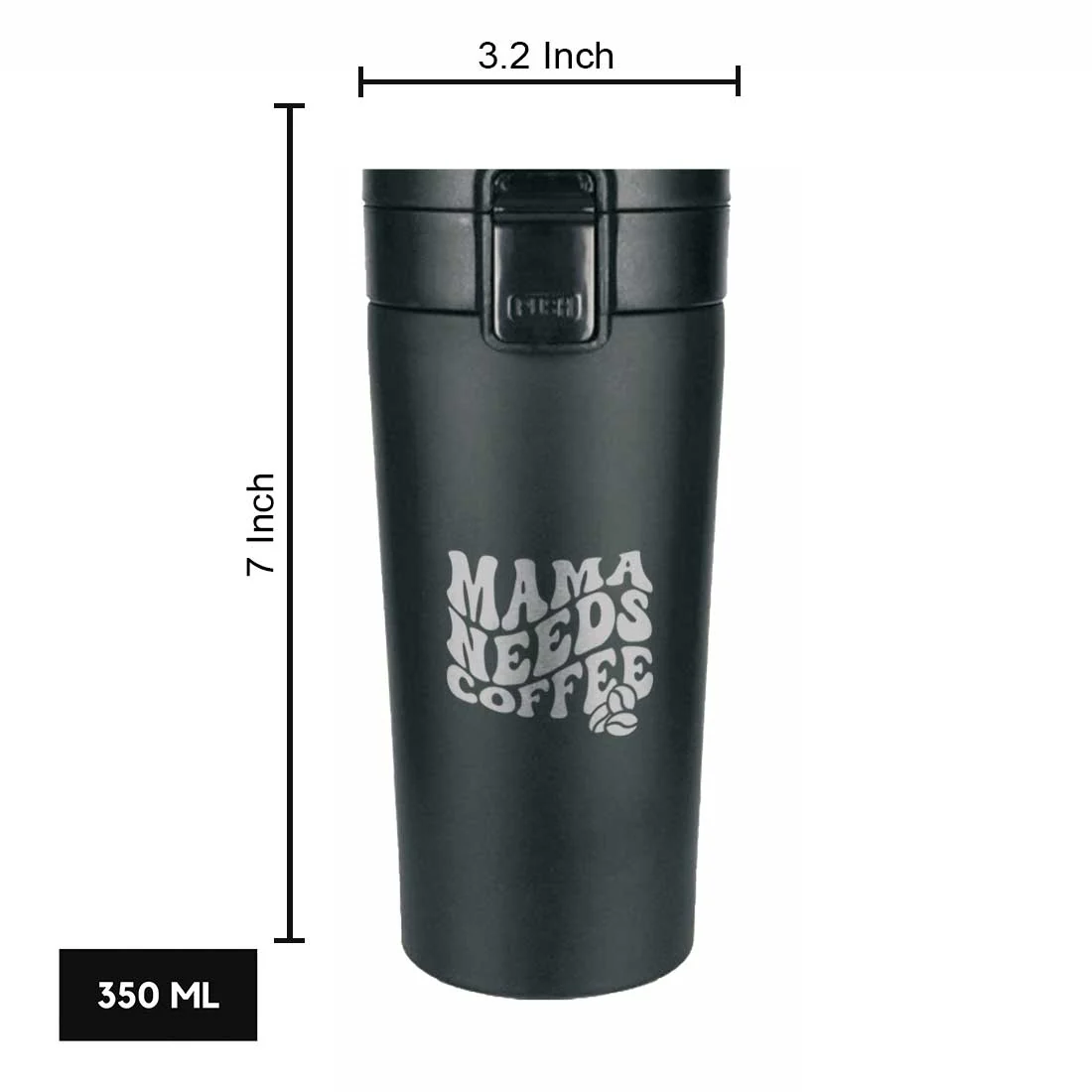 Designer Travel Coffee Mug Insulated for Travelling Mother Day Gift (350 ML) - Mama Needs Coffee - Image 4
