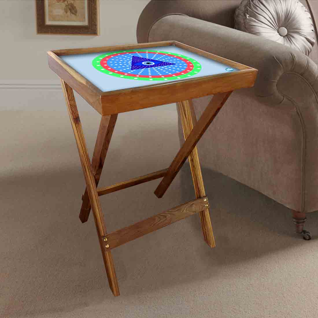 Wooden TV Trays for Eating Snacks Serving Folding End Table - Evil Eye Protector - Image 2