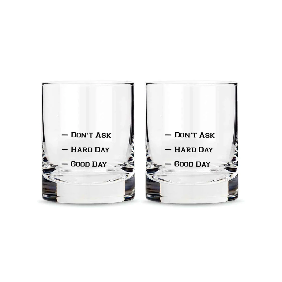 Whiskey Glasses Liquor Glass-  Anniversary Birthday Gift Funny Gifts for Husband Bf - GOOD DAY HARD DAY - Image 5