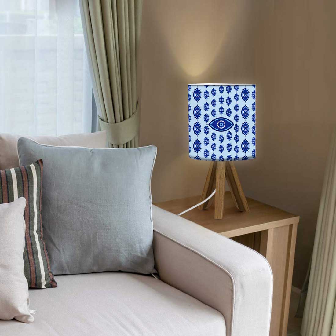 Wooden Table Lamp Mini Tripod Lamps for Kids Bedroom-Evil Eye Protector (3W LED Bulb Included) - Image 11
