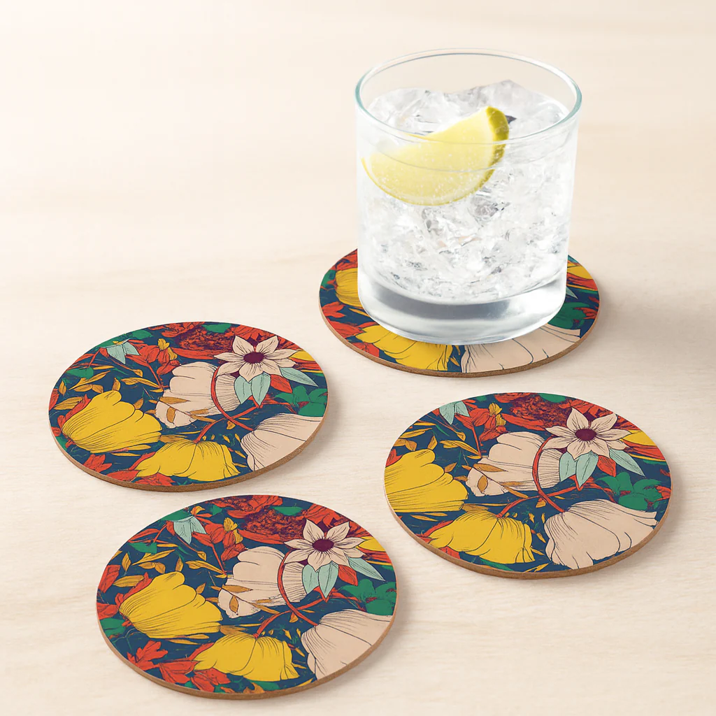 Natural Wood Round Tray with Matching Coasters & Diwali Diya Candle | Festive Gifting Set - Image 4