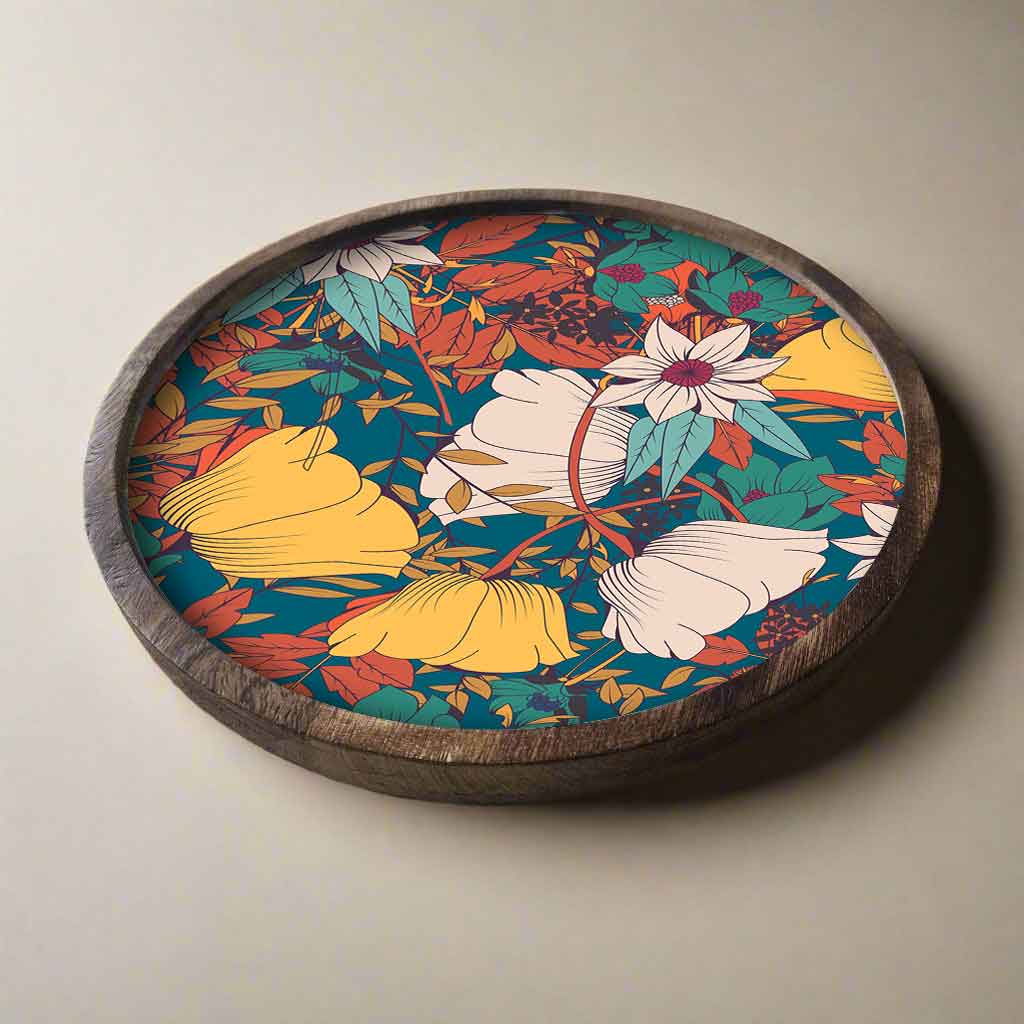 Natural Wood Round Tray with Matching Coasters & Diwali Diya Candle | Festive Gifting Set - Image 6