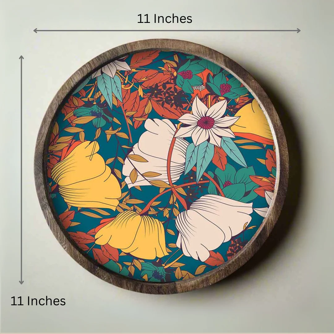 Natural Wood Round Tray with Matching Coasters & Diwali Diya Candle | Festive Gifting Set - Image 7