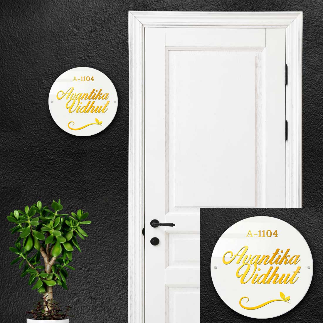 Designer Acrylic Round Customized Door Name Plates for Home 3D Name Board - Add Name - Image 3
