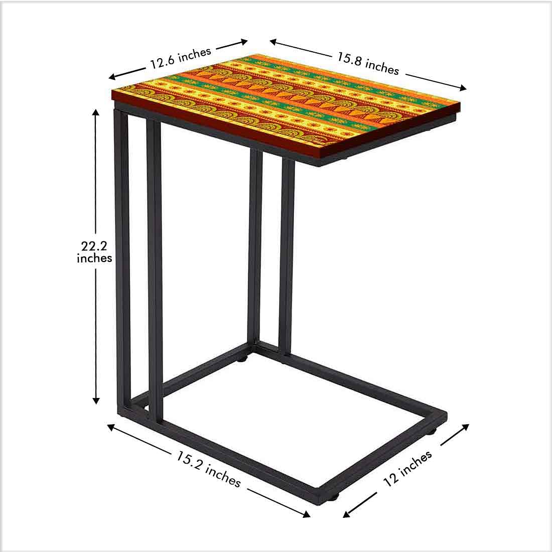 C Shaped Bedside Table - Aztec Orange Yellow Pattern - Image 5