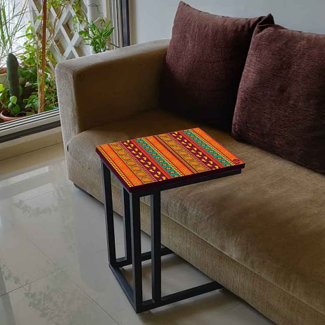 Sofa Side C Table - Aztec Orange Green Pattern