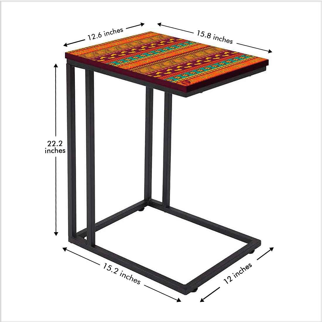Sofa Side C Table - Aztec Orange Green Pattern - Image 5