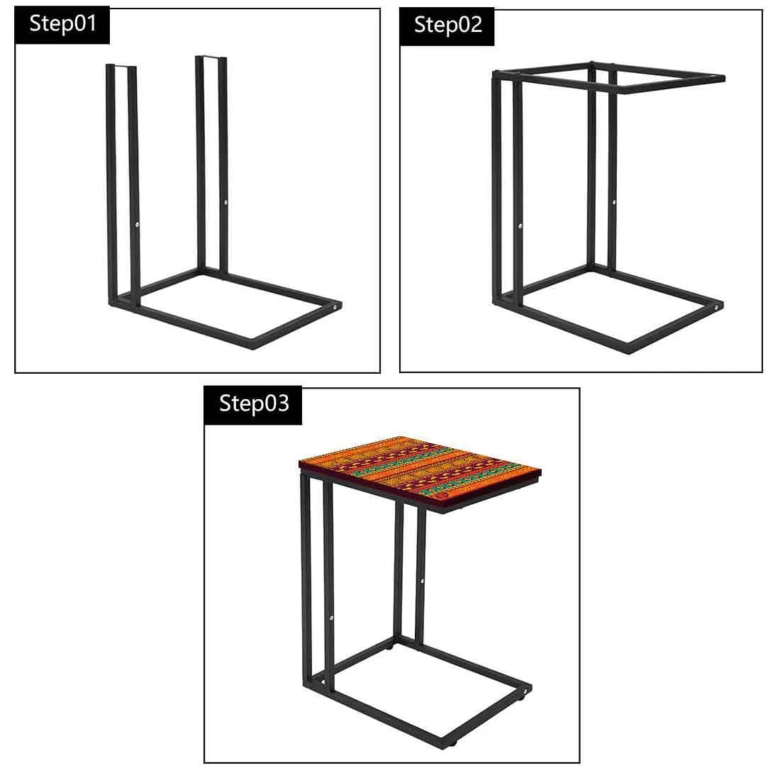 Sofa Side C Table - Aztec Orange Green Pattern - Image 7