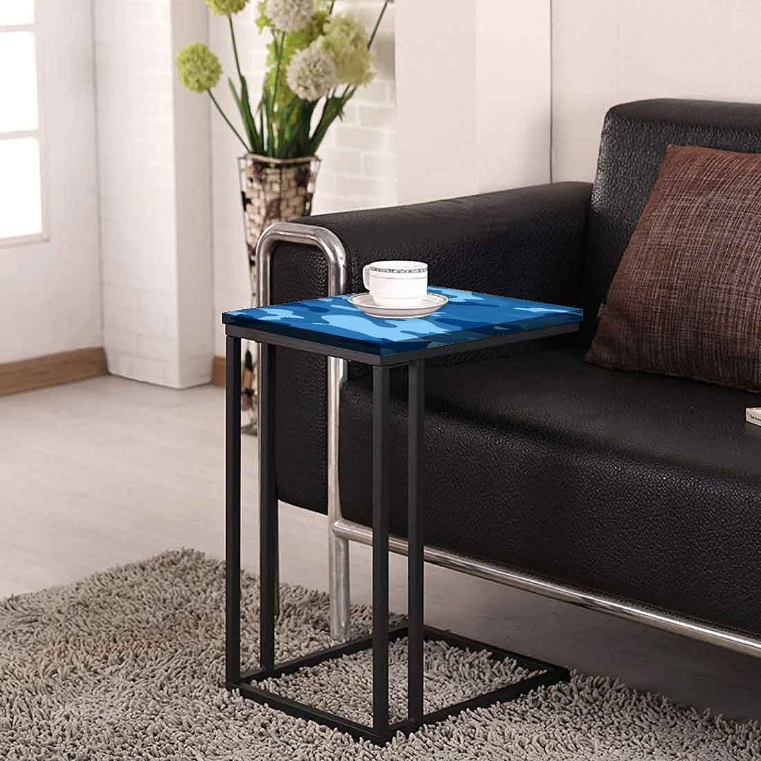 Blue C Shaped Table For Sofa - Army Camouflage Blue - Image 4