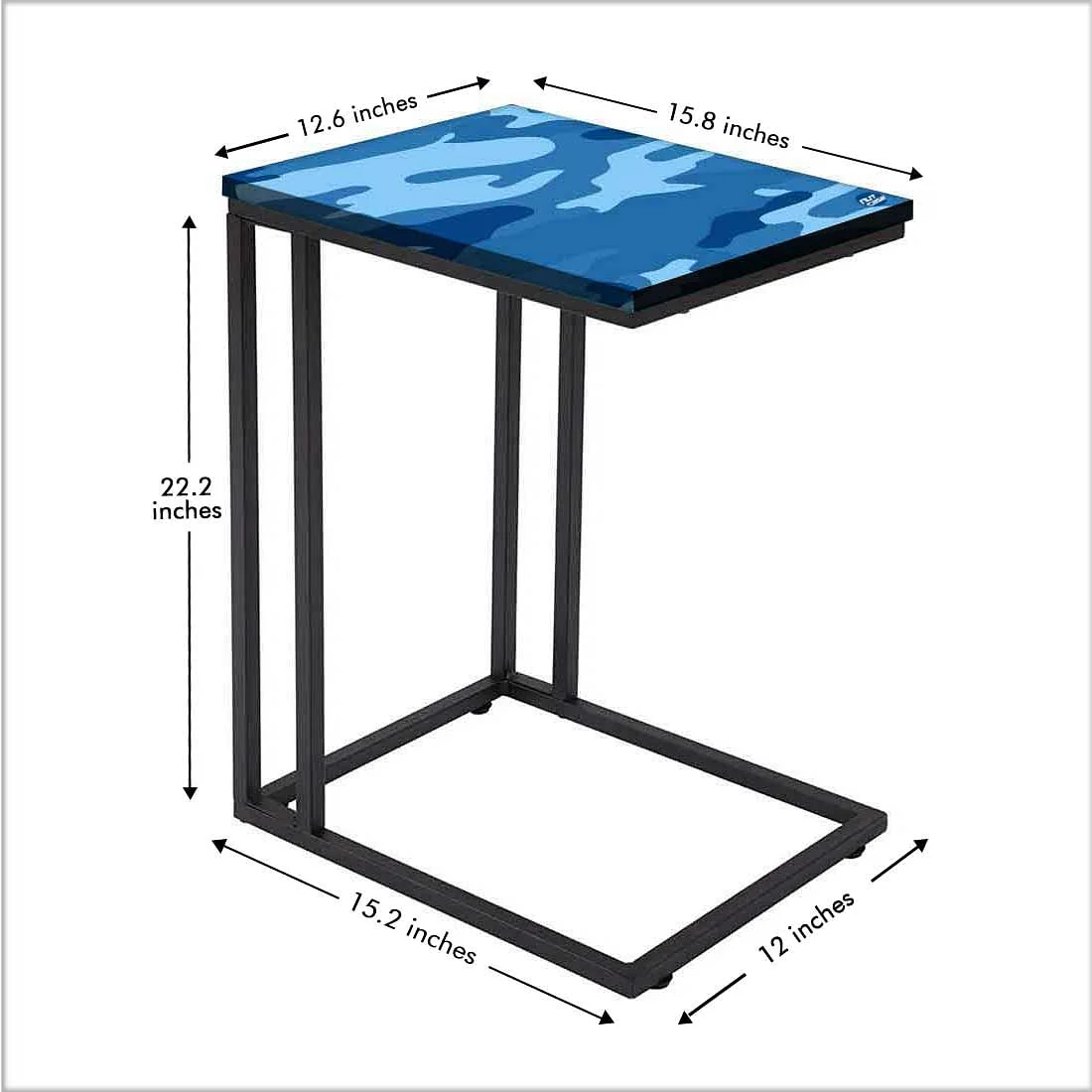 Blue C Shaped Table For Sofa - Army Camouflage Blue - Image 5