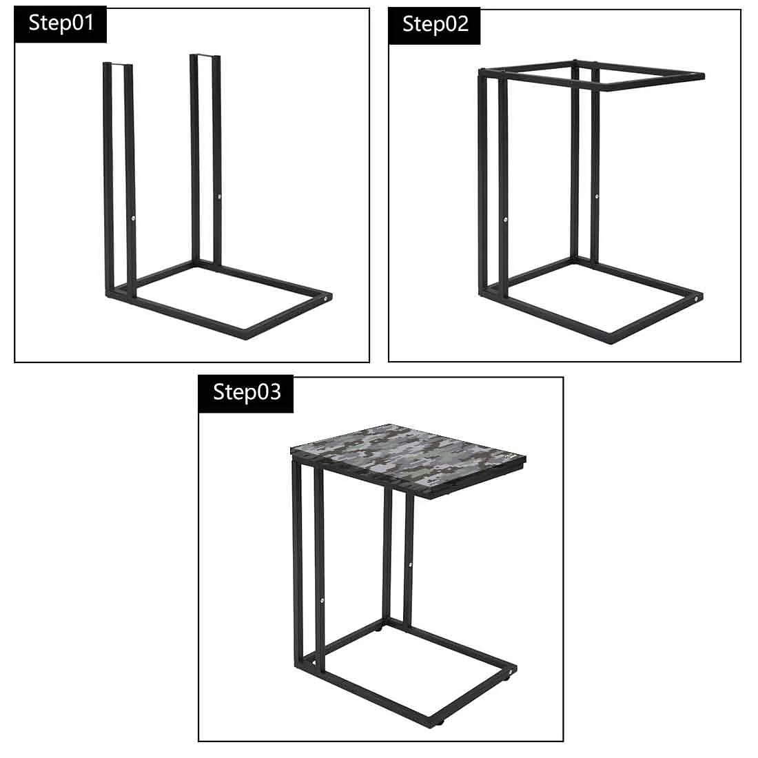 Metal Grey C Table For Sofa - Gray Camouflage - Image 7