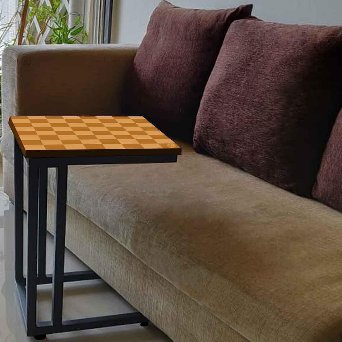 Modern C Shaped End Table - Orange Check Pattern - Image 3