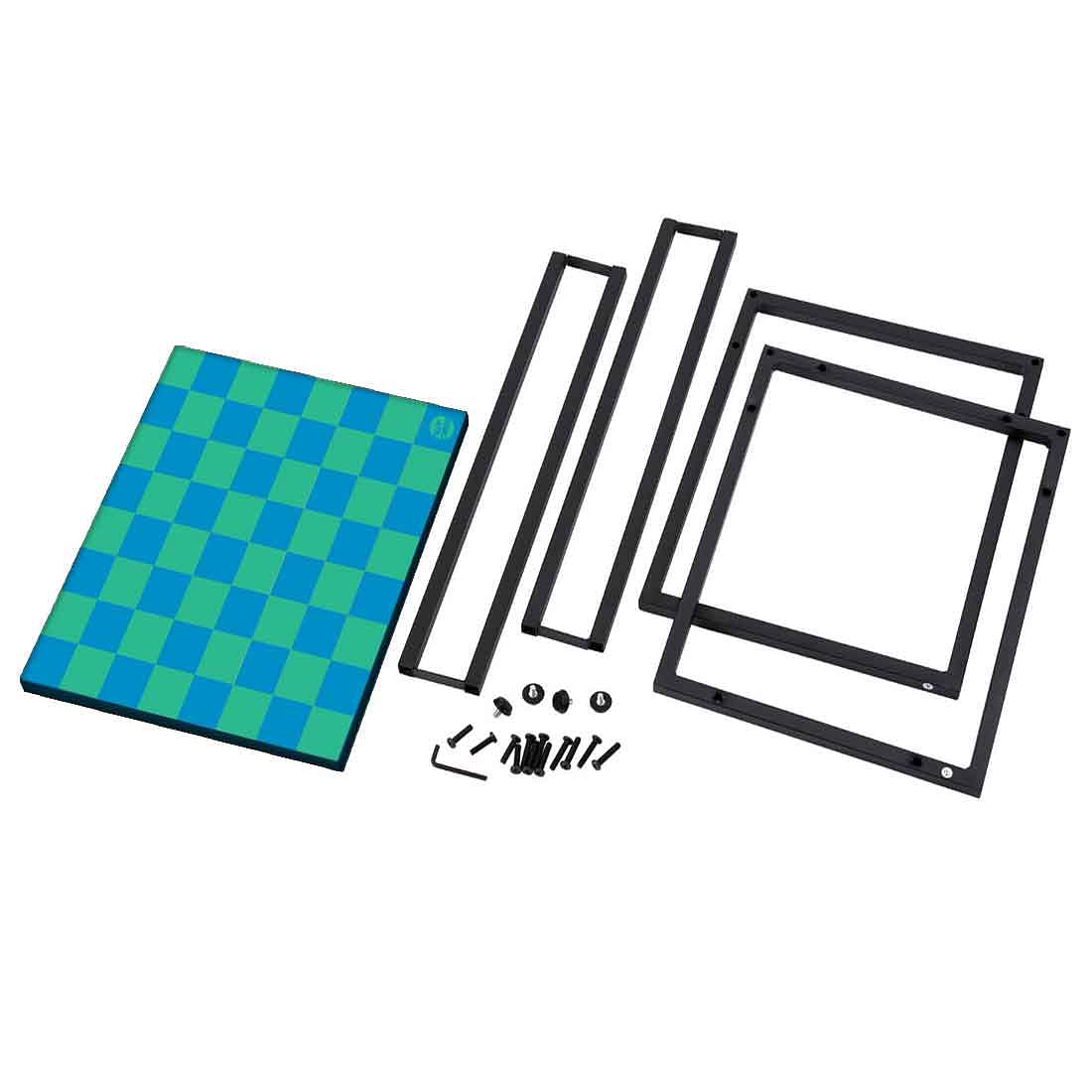 C Shaped Metal Table For Sofa - Blue Green Check - Image 8