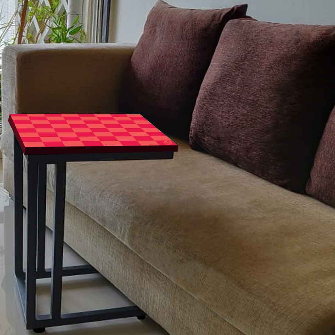 Beautiful Black Metal C Table - Red Orange Check - Image 3