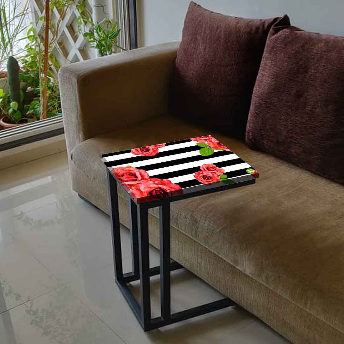 Designer Floral C Side Table - Red Flower