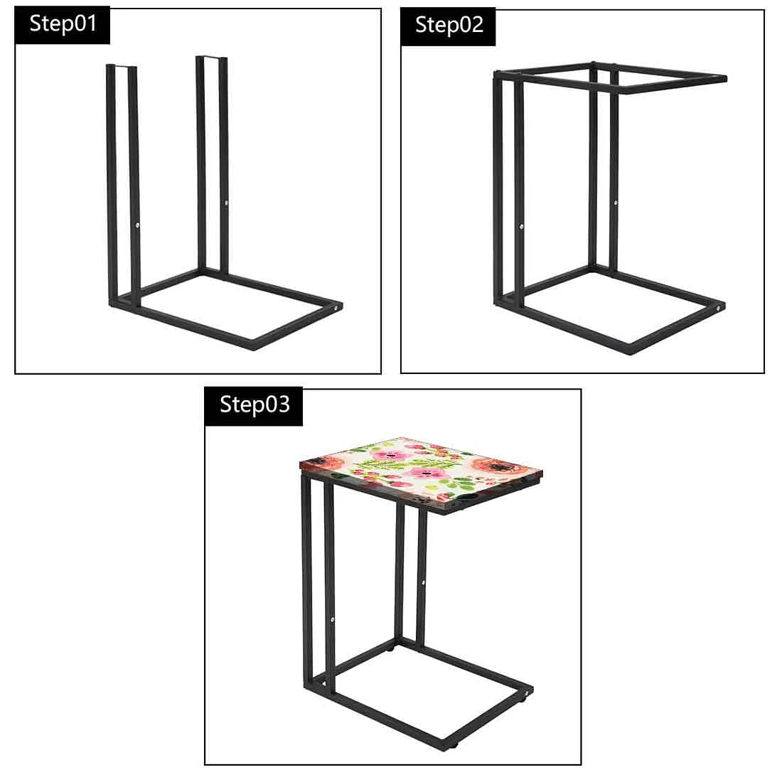 New Floral Metal C Table - Watercolor Flower - Image 7