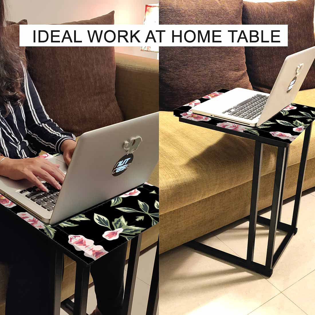 Designer Floral C Shaped Table - Pink Rose - Image 6