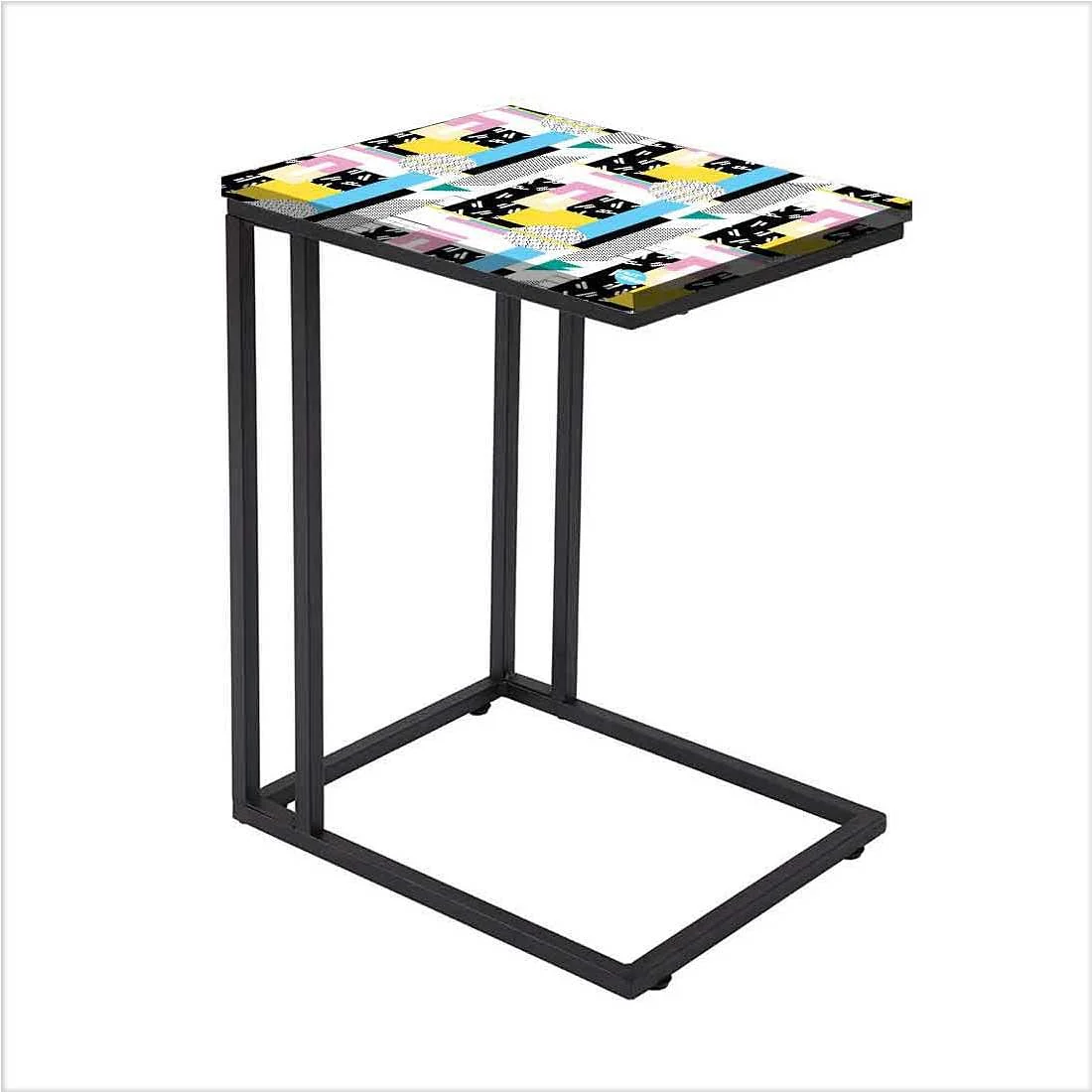 Modern C Shaped End Table - Mix Box Pattern - Image 2
