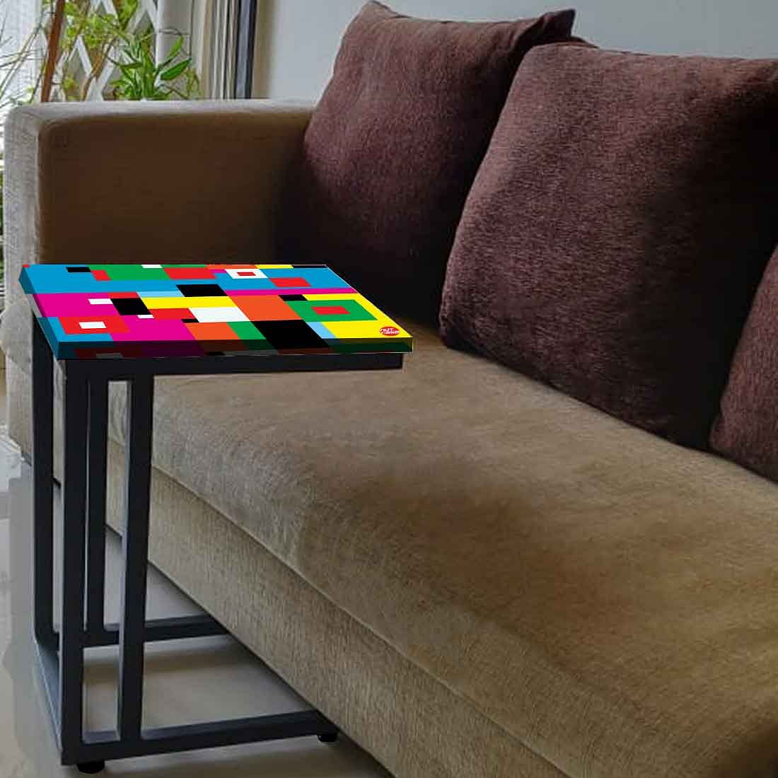 C Shaped Sofa Table  -  Colorful Pattern - Image 3
