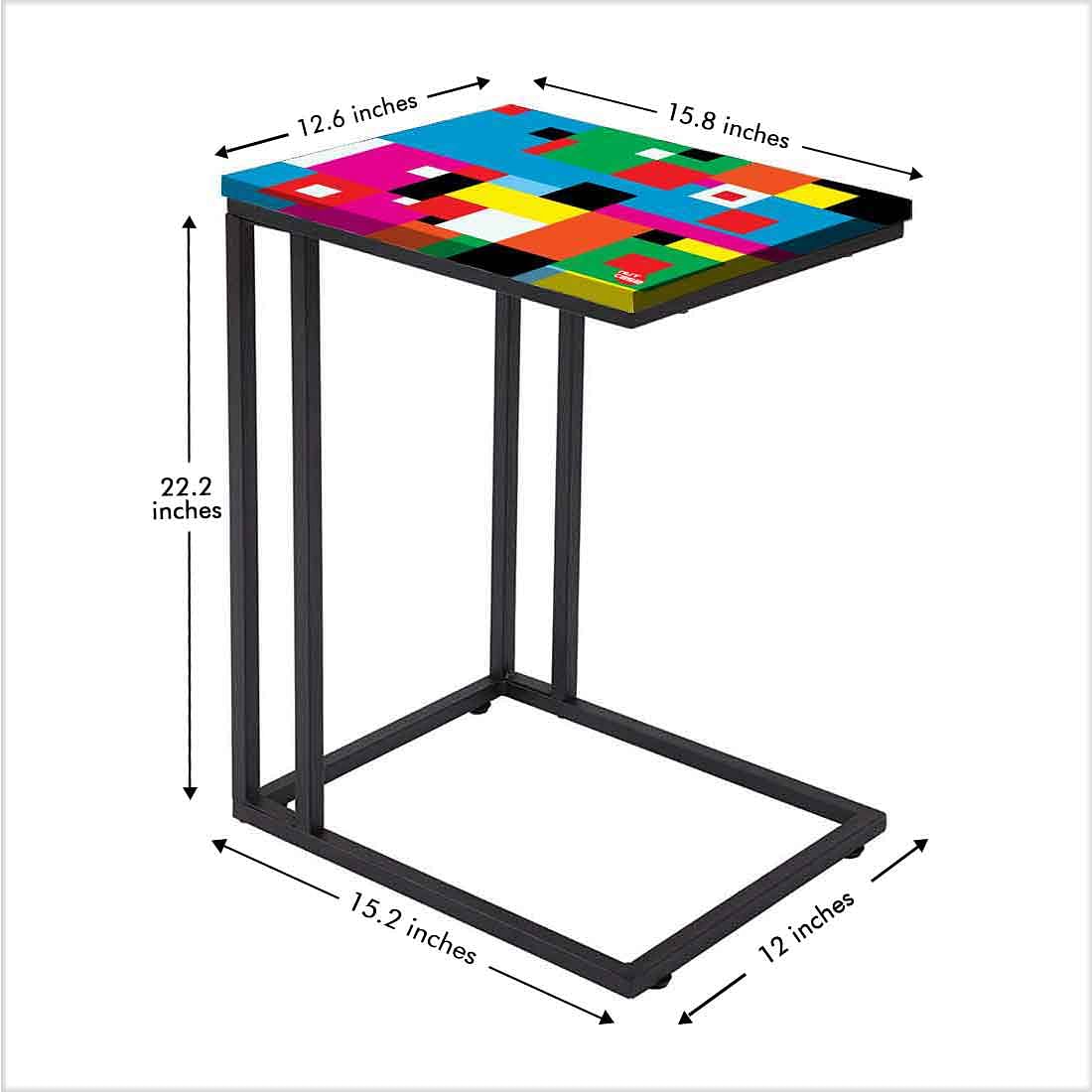C Shaped Sofa Table  -  Colorful Pattern - Image 5