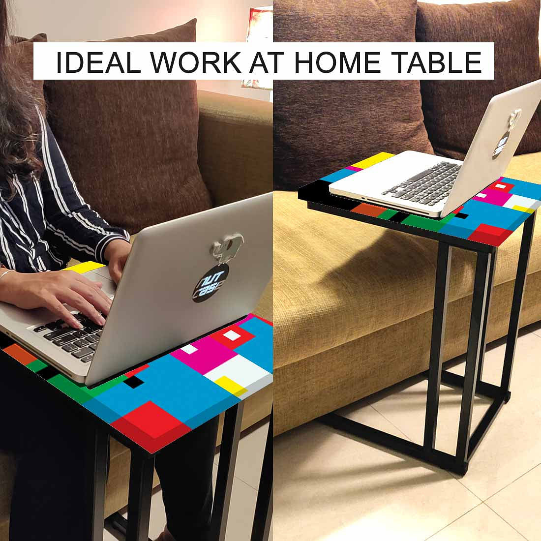 C Shaped Sofa Table  -  Colorful Pattern - Image 6