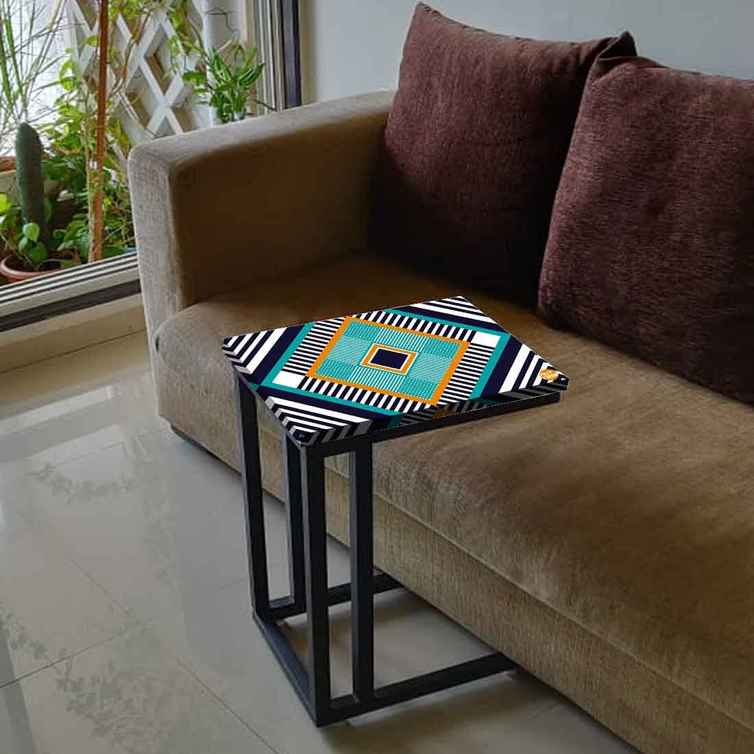 Latest Small C Side Table - Green Black Lines