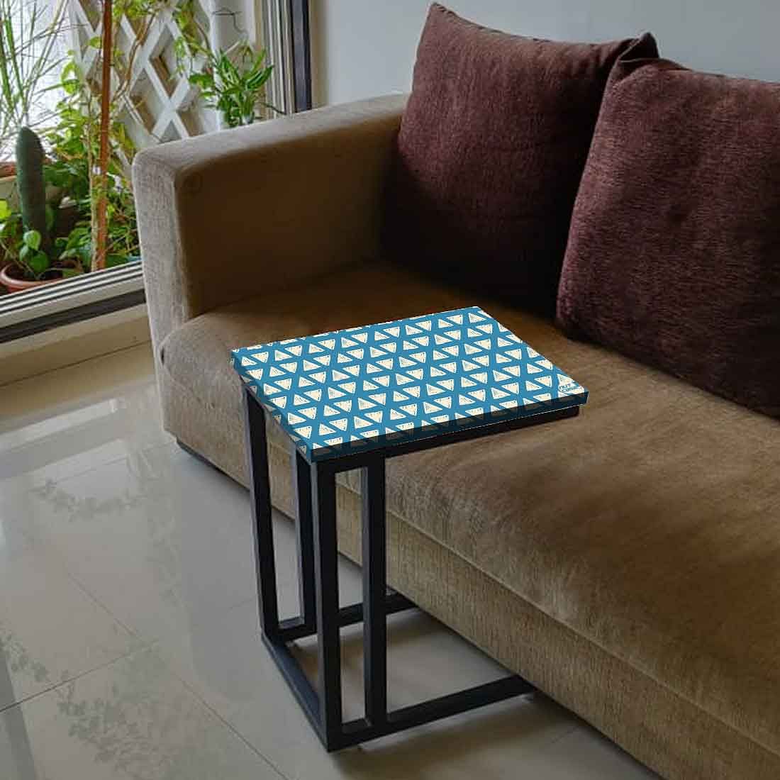 Designer Blue Metal C Table - White Triangle