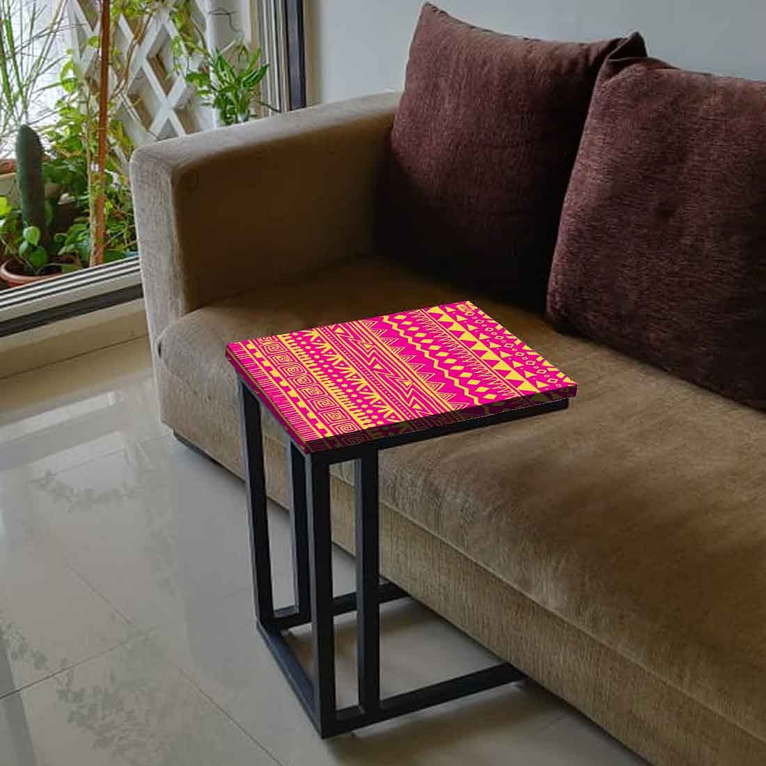 C Shaped End Table For Sofa - Pink Patterns