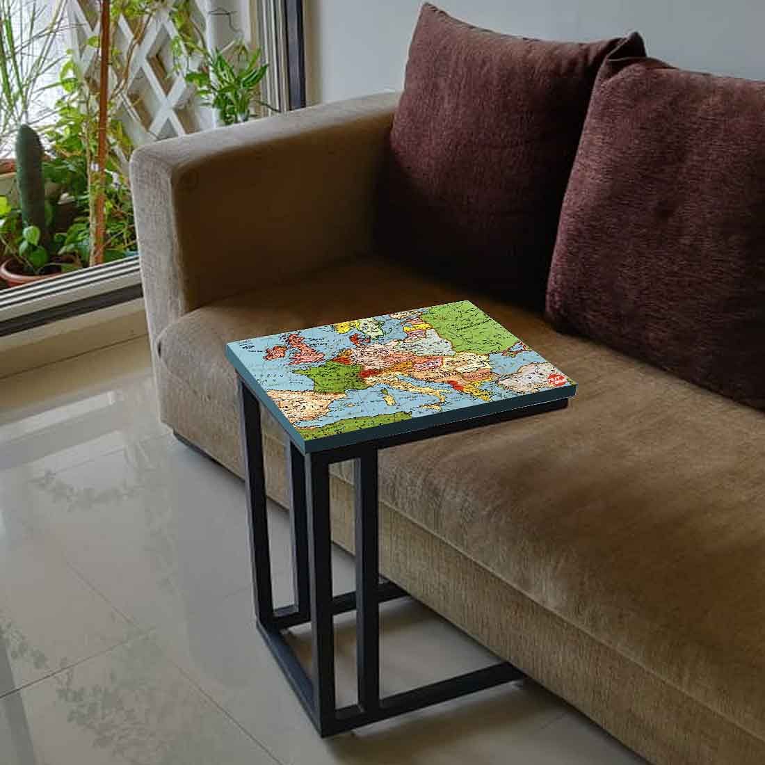 Designer Small Metal C Table - World Map