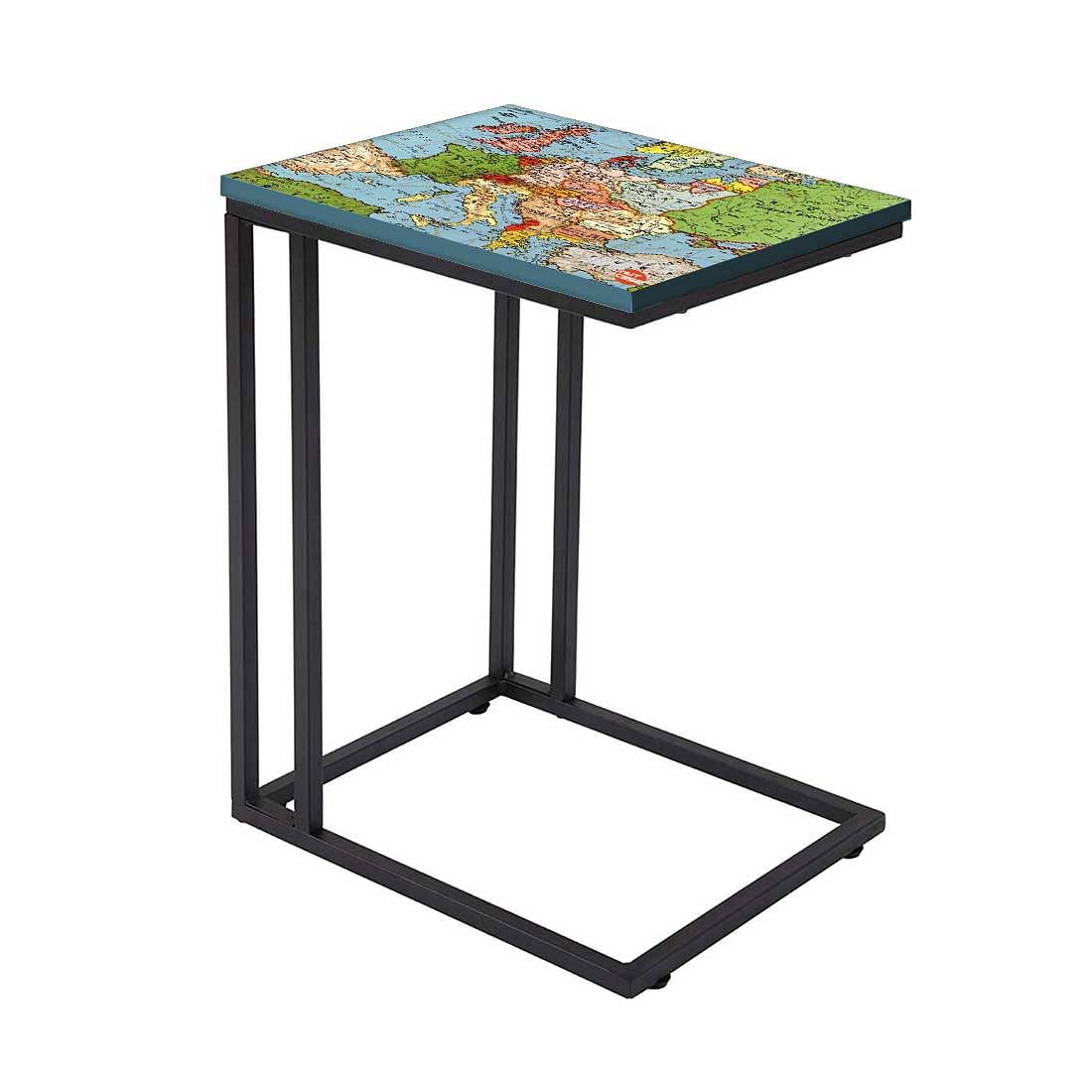 Designer Small Metal C Table - World Map - Image 2