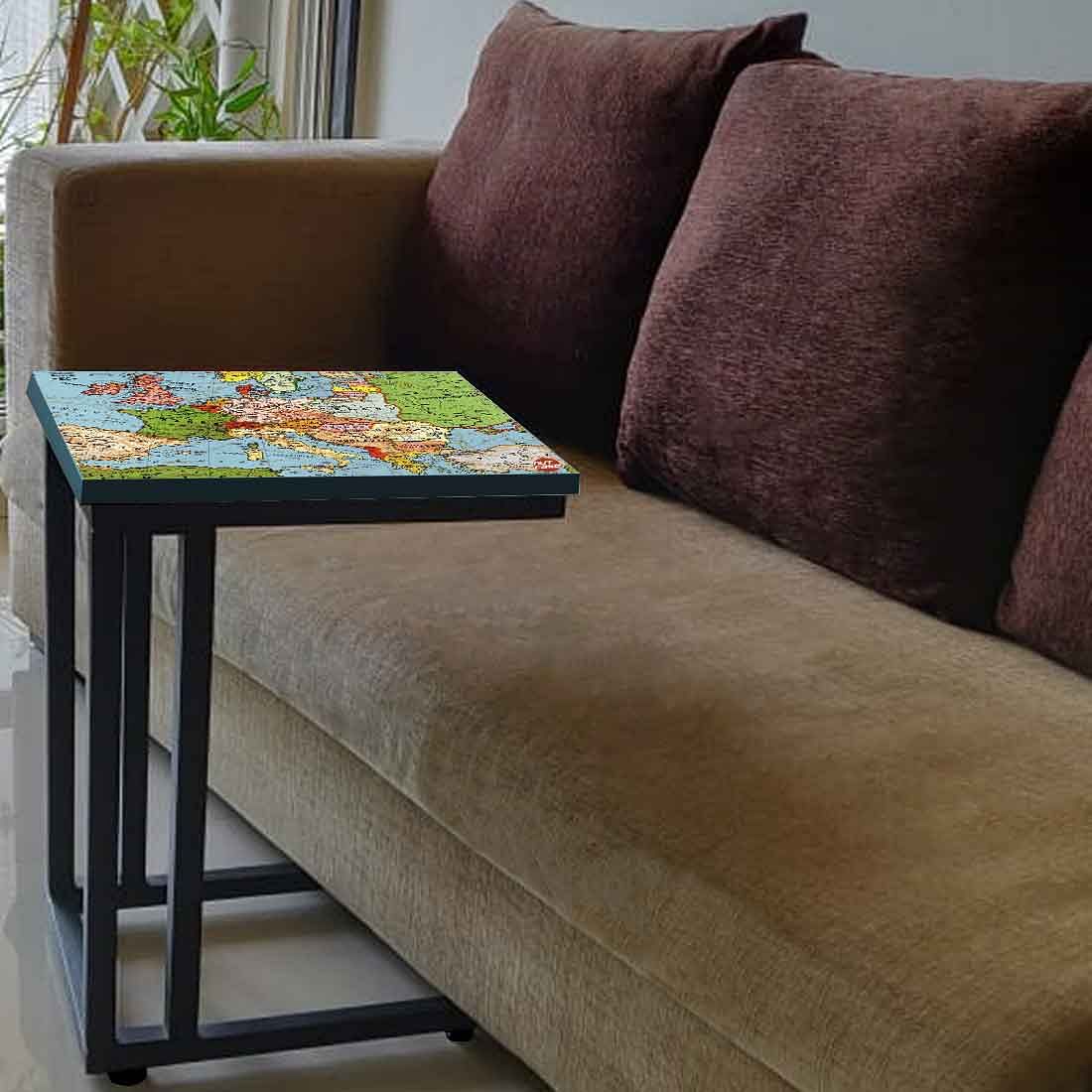 Designer Small Metal C Table - World Map - Image 3