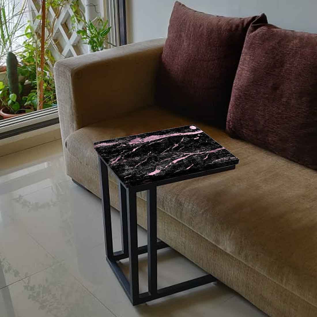 Black Marble C Table For Sofa -Digital Print - Not Real Marble - Black Pink Effect