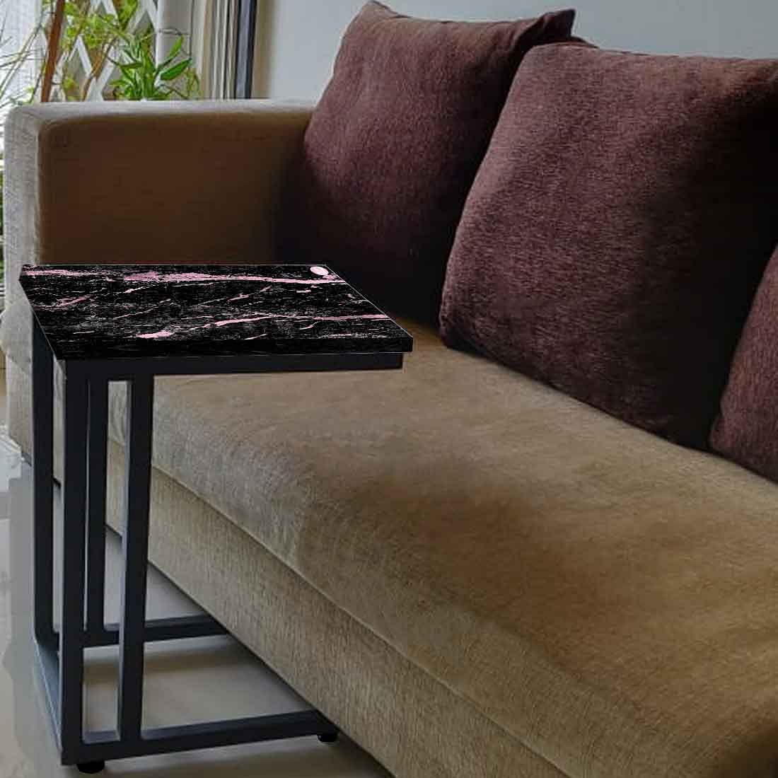 Black Marble C Table For Sofa -Digital Print - Not Real Marble - Black Pink Effect - Image 3