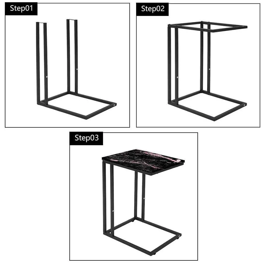 Black Marble C Table For Sofa -Digital Print - Not Real Marble - Black Pink Effect - Image 7