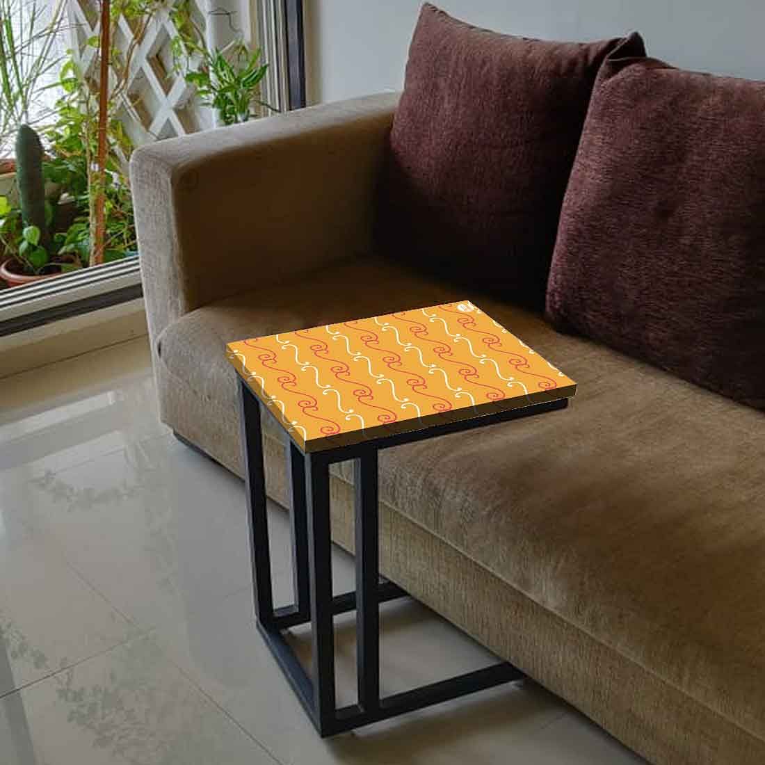Designer Metal Sofa C Table - Ethnic Pattern Orange