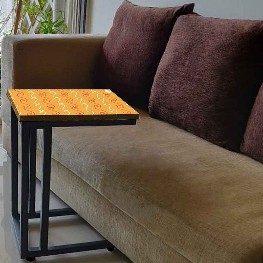 Designer Metal Sofa C Table - Ethnic Pattern Orange - Image 3