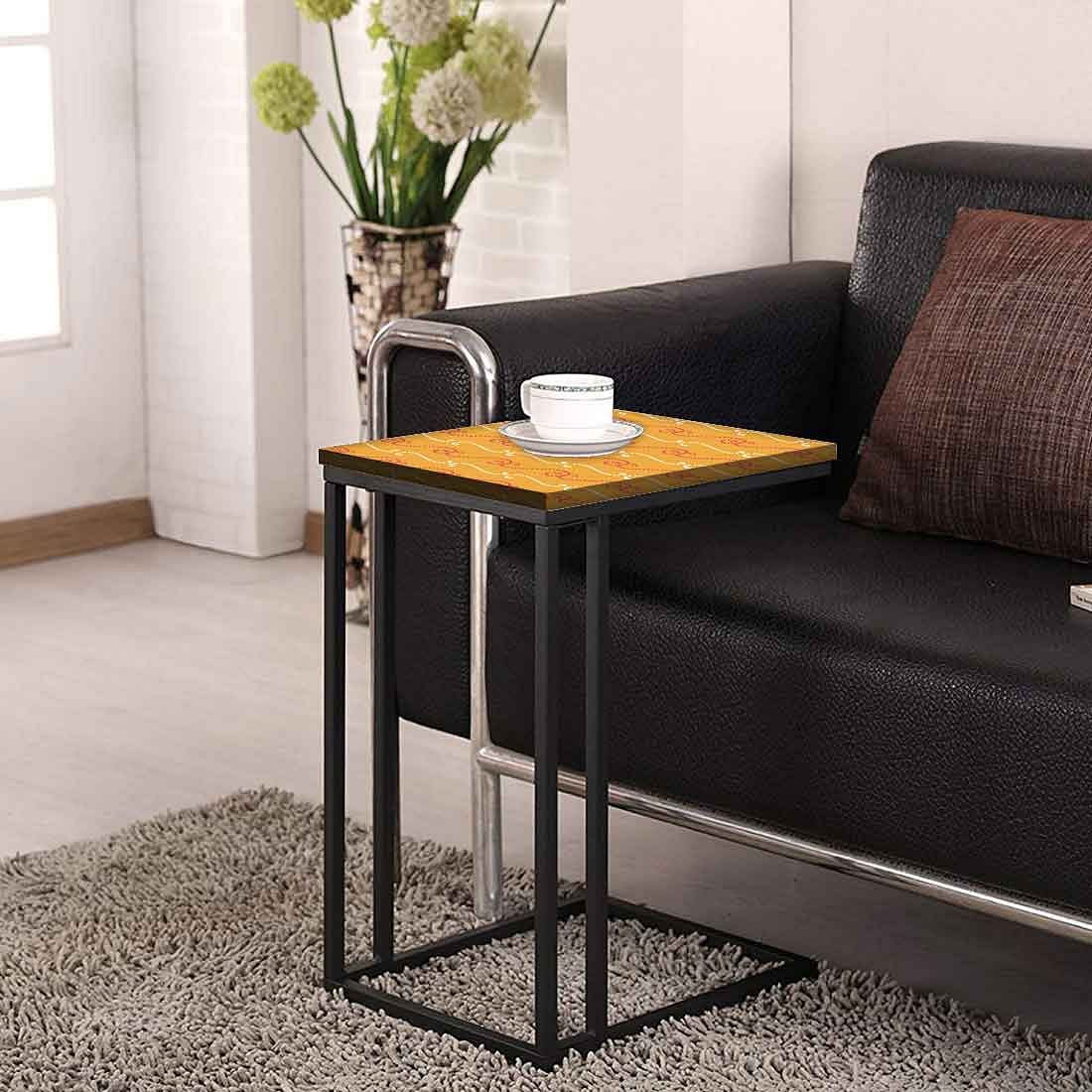 Designer Metal Sofa C Table - Ethnic Pattern Orange - Image 4