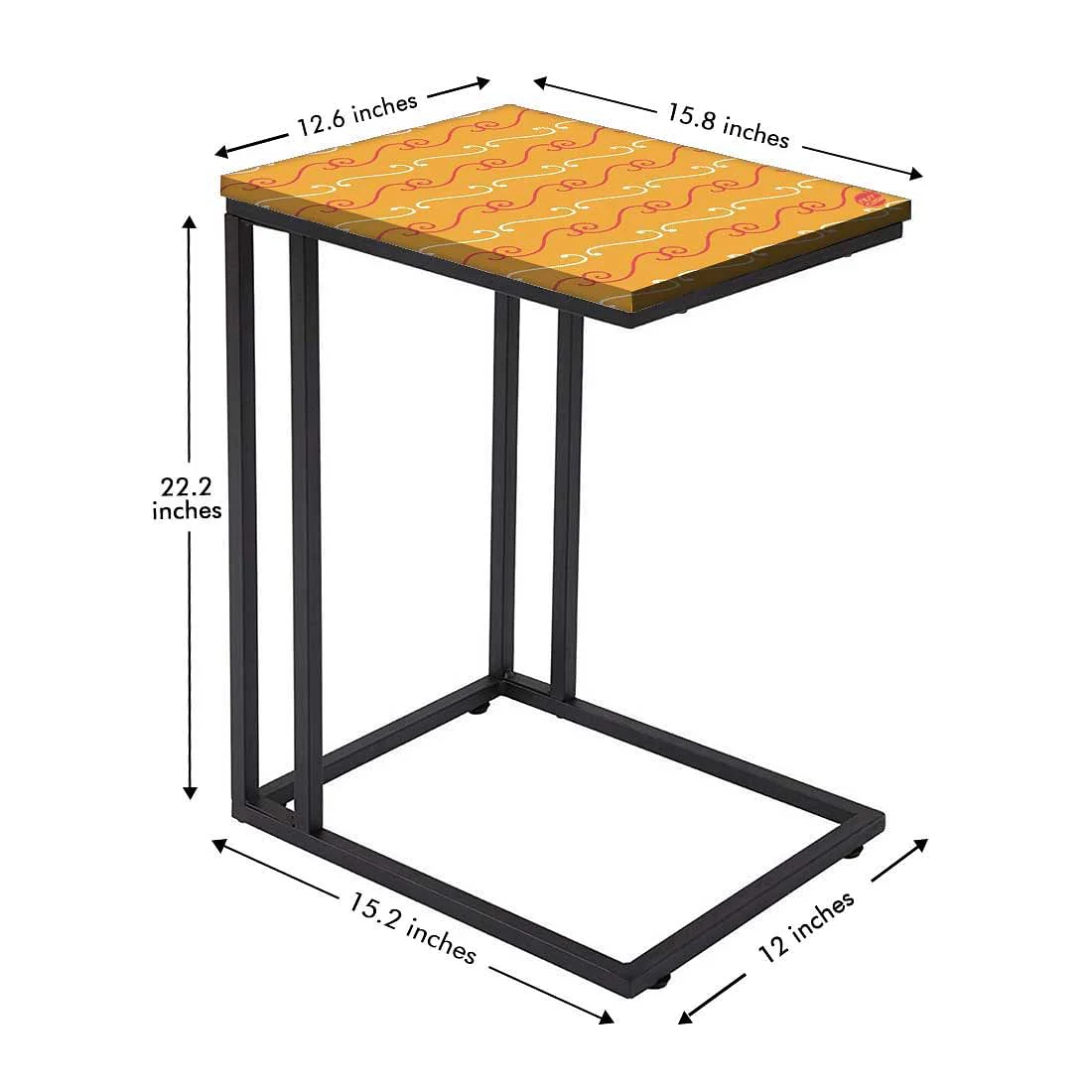 Designer Metal Sofa C Table - Ethnic Pattern Orange - Image 5
