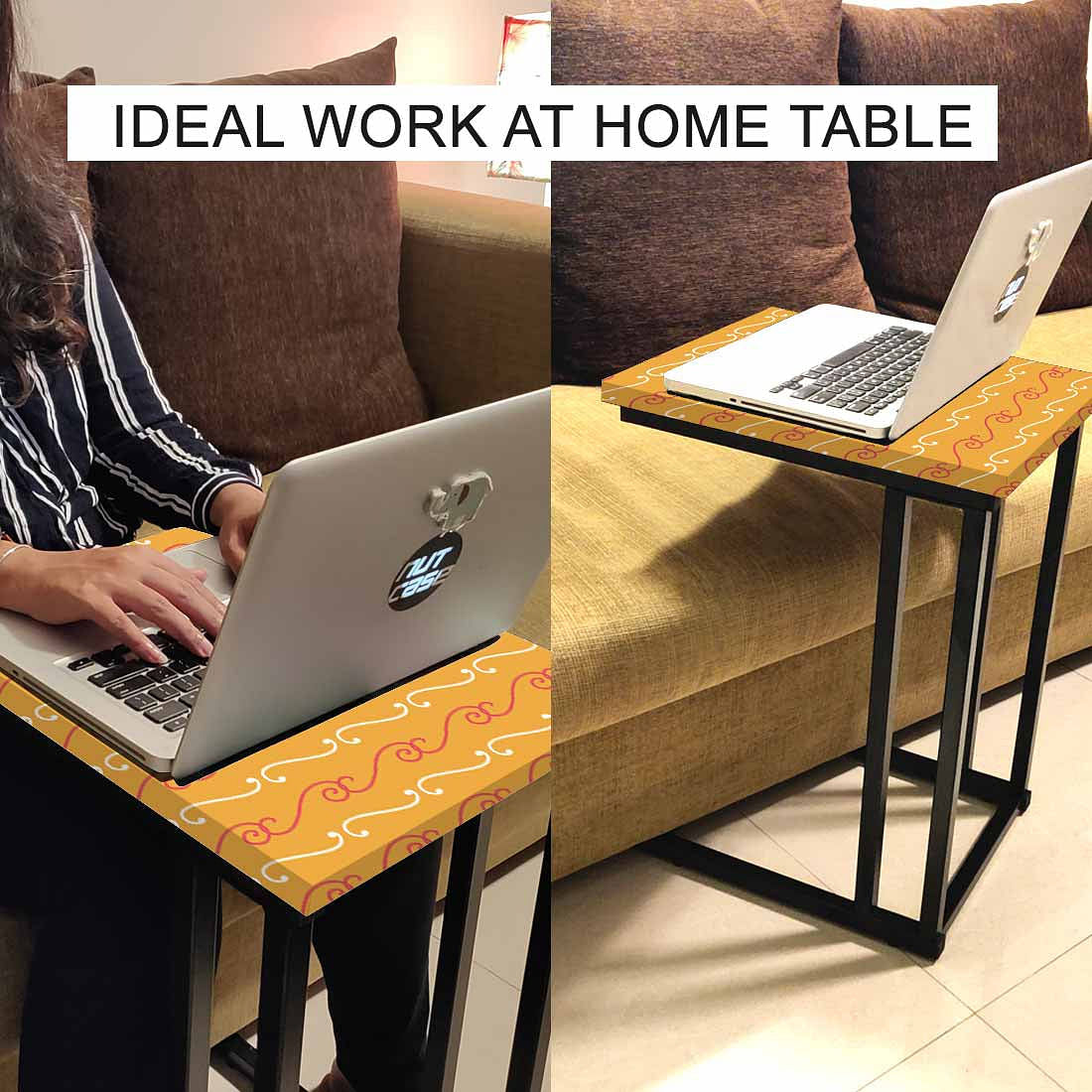 Designer Metal Sofa C Table - Ethnic Pattern Orange - Image 6