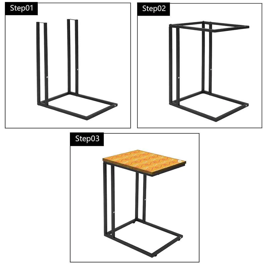 Designer Metal Sofa C Table - Ethnic Pattern Orange - Image 7